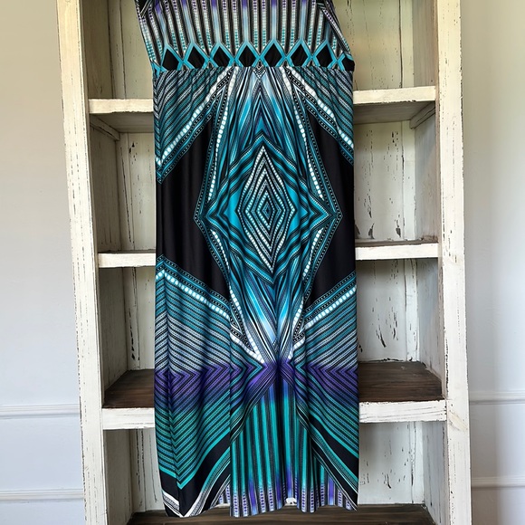 024- Purple/Green/Blue Diamond Pattern Maxi Skirt - Picture 1 of 1